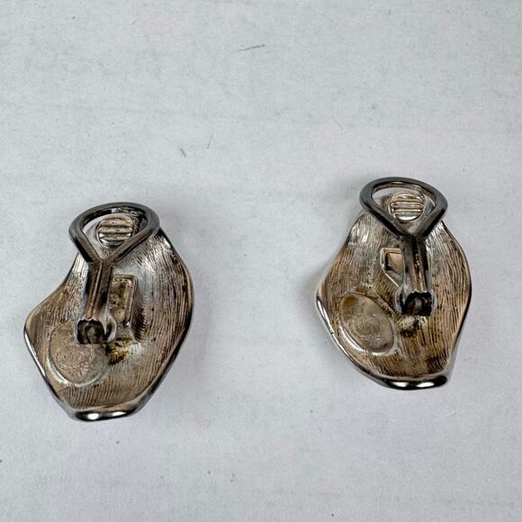 VTG Clip On Earrings Premier Designs Silver plated Leaf Lagenlook Art To Wear - Picture 4 of 7